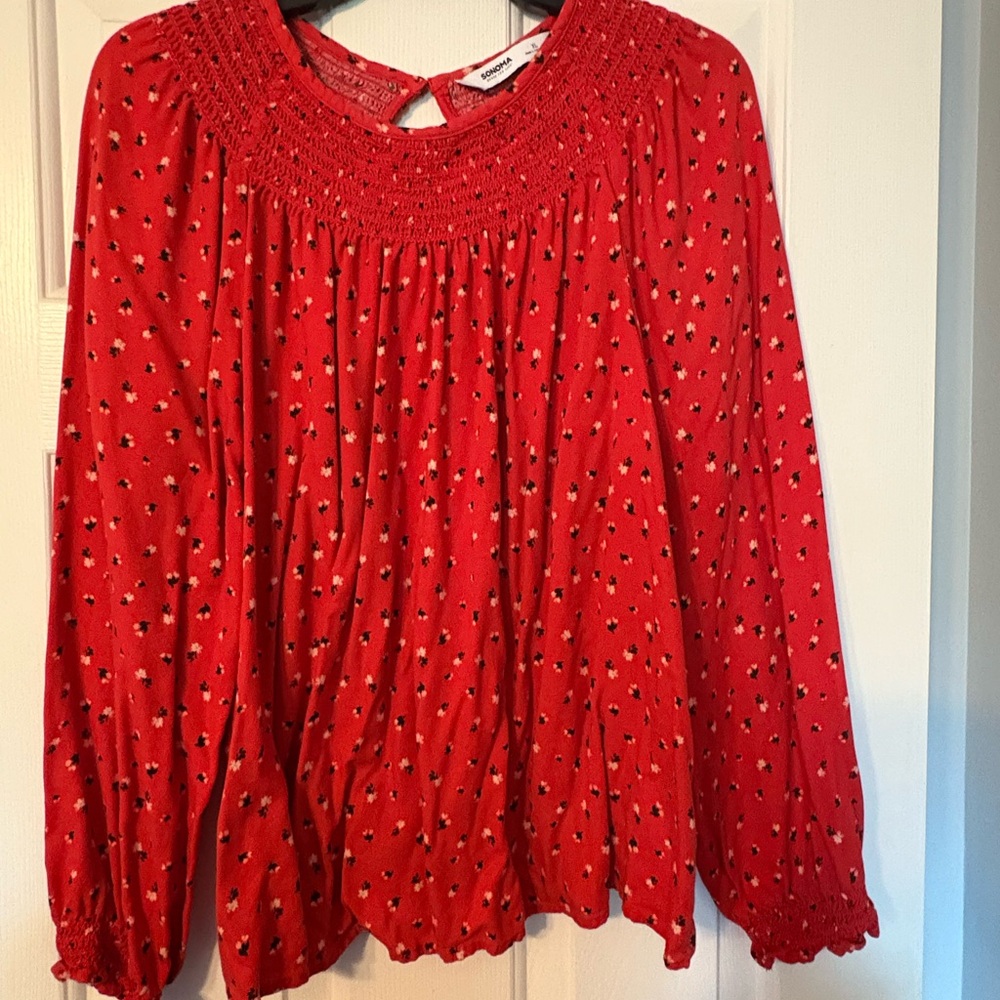 Sonoma Red Floral Blouse